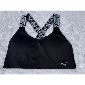 Puma Women’s Black Sports-bra sz Lg cross back